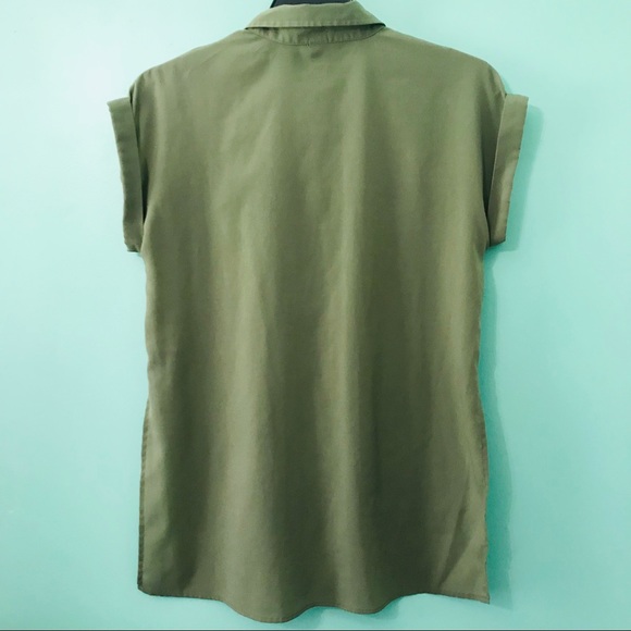 BONGO Cropped Sleeve Button Up - Picture 2 of 2